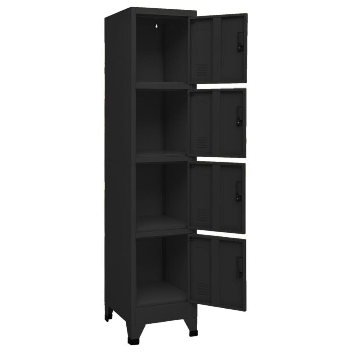 Armoire à casiers Noir 38x45x180 cm Acier – Image 3