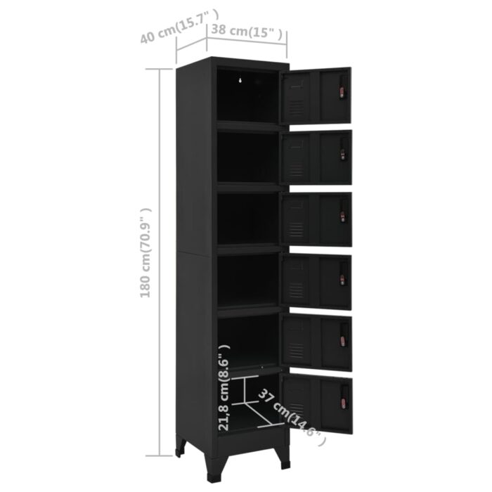 Armoire à casiers Noir 38x40x180 cm Acier – Image 7