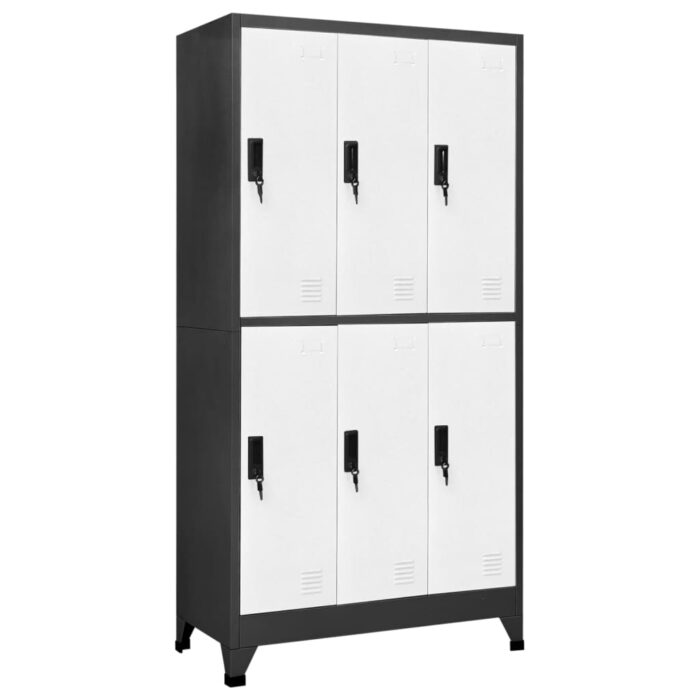 Armoire à casiers Anthracite et blanc 90x45x180 cm Acier – Image 1
