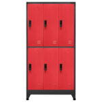 Armoire à casiers Anthracite et rouge 90x45x180 cm Acier – Image 2