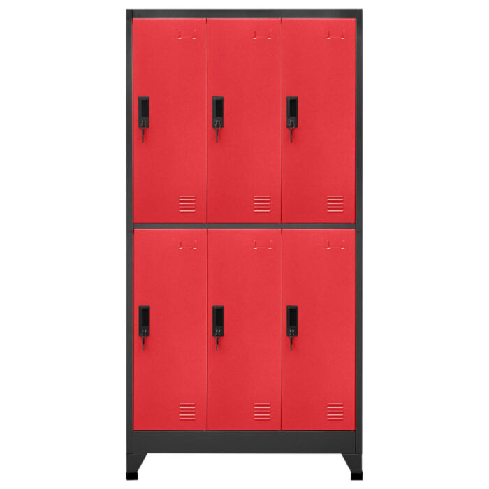 Armoire à casiers Anthracite et rouge 90x45x180 cm Acier – Image 2