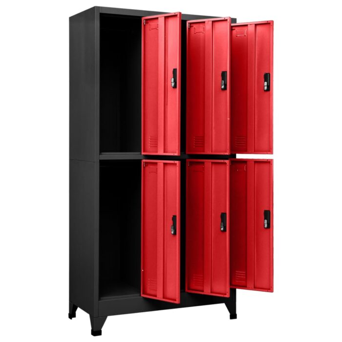 Armoire à casiers Anthracite et rouge 90x45x180 cm Acier – Image 5
