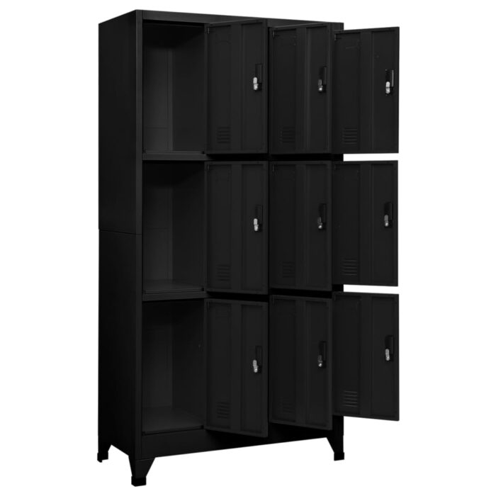 Armoire à casiers Noir 90x45x180 cm Acier – Image 2