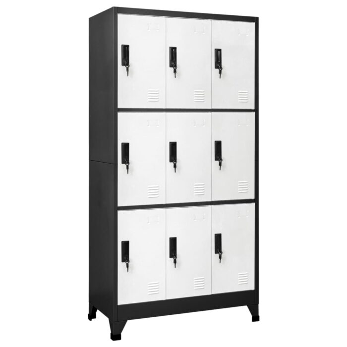 Armoire à casiers Anthracite et blanc 90x45x180 cm Acier – Image 1