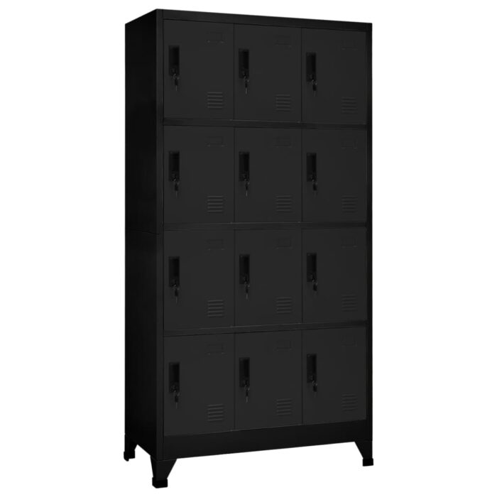 Armoire à casiers Noir 90x45x180 cm Acier – Image 1