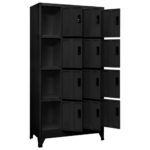 Armoire à casiers Noir 90x45x180 cm Acier – Image 2