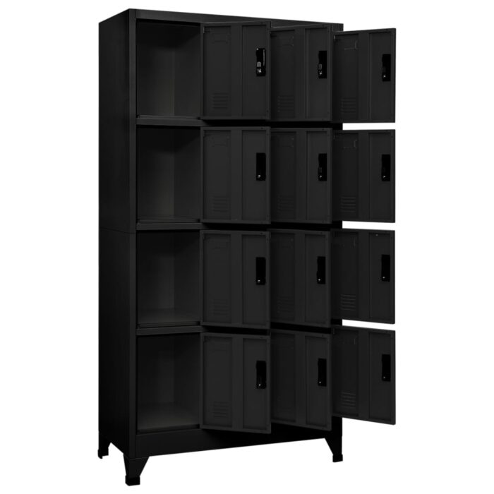 Armoire à casiers Noir 90x45x180 cm Acier – Image 2