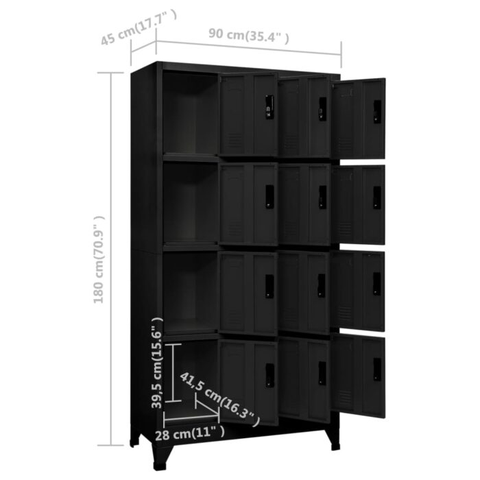 Armoire à casiers Noir 90x45x180 cm Acier – Image 7
