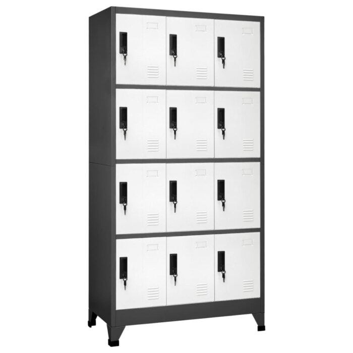 Armoire à casiers Anthracite et blanc 90x45x180 cm Acier – Image 1