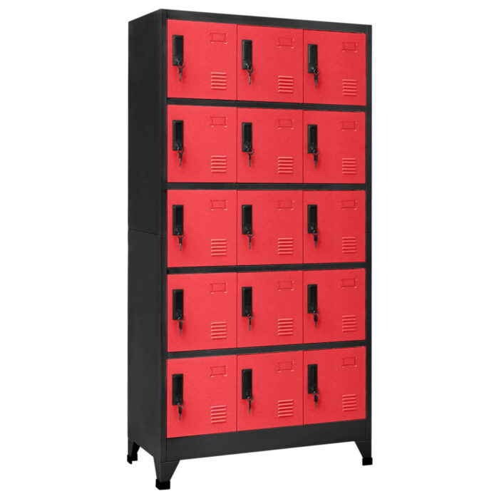 Armoire à casiers Anthracite et rouge 90x40x180 cm Acier – Image 1