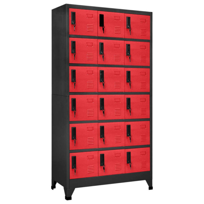 Armoire à casiers Anthracite et rouge 90x40x180 cm Acier – Image 1
