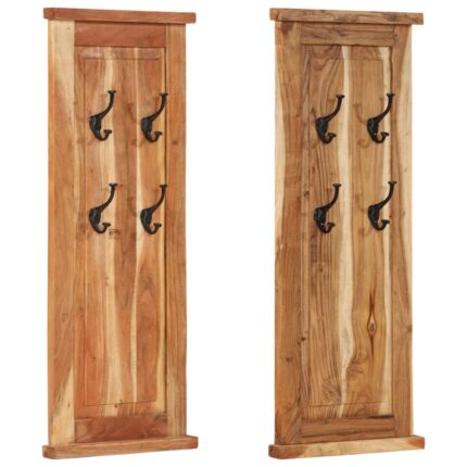 Porte-manteaux 2 pcs Bois massif d'acacia 38x100 cm