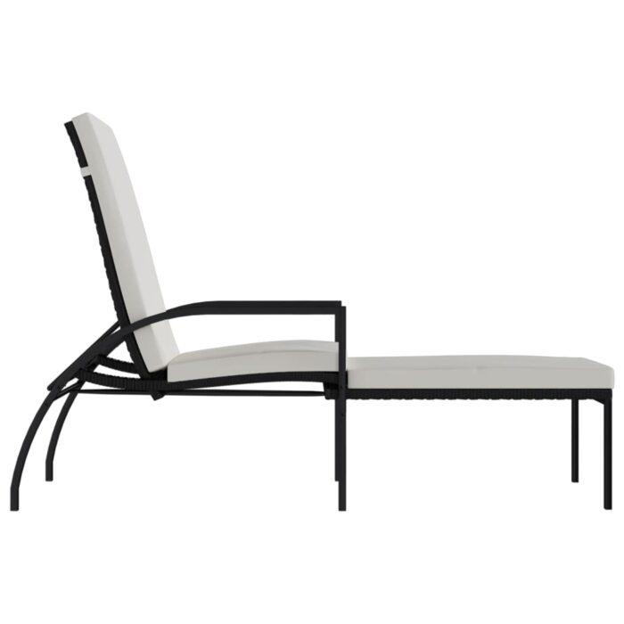 Chaise longue avec repose-pied Résine tressée Noir – Image 2