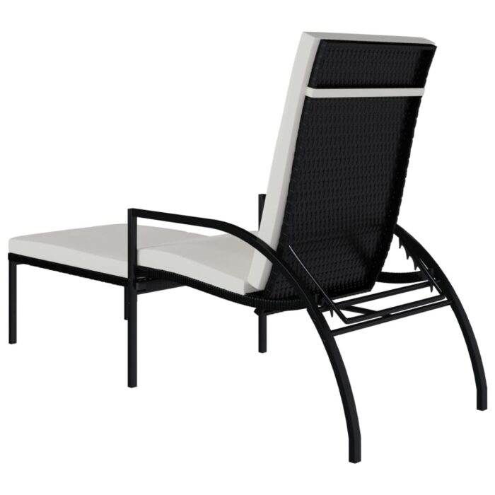 Chaise longue avec repose-pied Résine tressée Noir – Image 3