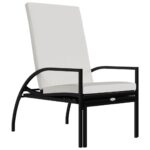 Chaise longue avec repose-pied Résine tressée Noir – Image 5