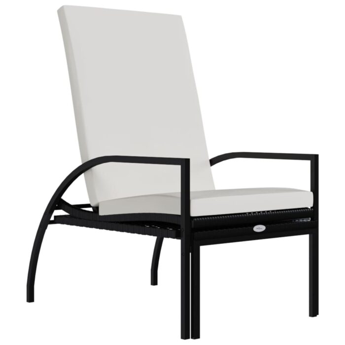 Chaise longue avec repose-pied Résine tressée Noir – Image 5