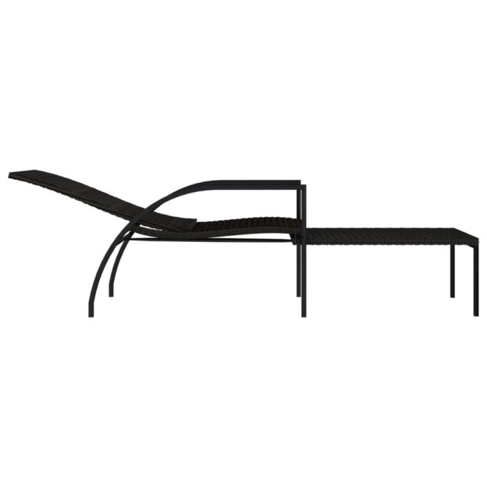Chaises longues avec repose-pied 2 pcs Résine tressée Marron – Image 4