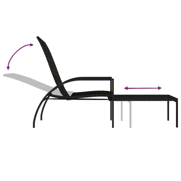 Chaises longues avec repose-pied 2 pcs Résine tressée Marron – Image 6