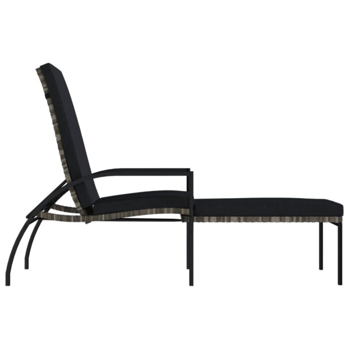 Chaises longues avec repose-pied 2 pcs Résine tressée Gris – Image 2