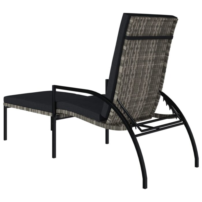 Chaises longues avec repose-pied 2 pcs Résine tressée Gris – Image 3