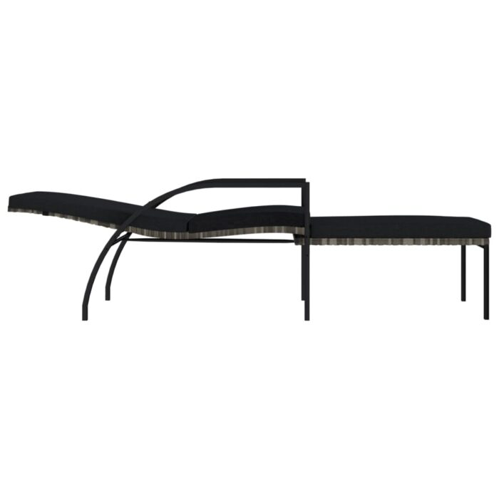 Chaises longues avec repose-pied 2 pcs Résine tressée Gris – Image 4