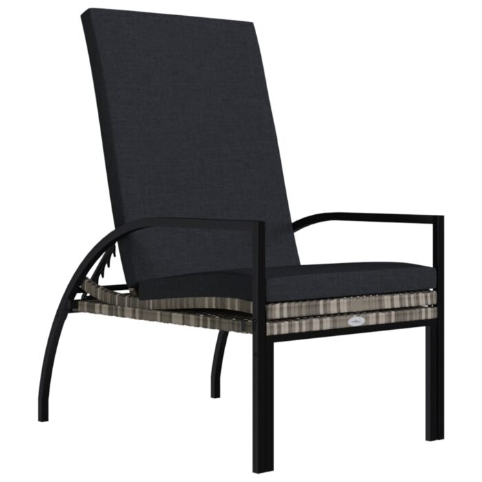 Chaises longues avec repose-pied 2 pcs Résine tressée Gris – Image 5