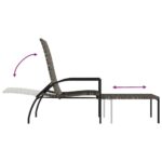 Chaises longues avec repose-pied 2 pcs Résine tressée Gris – Image 6