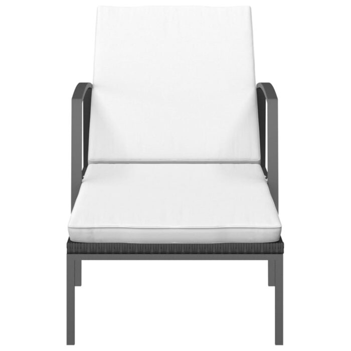 Chaises longues lot de 2 avec table résine tressée noir – Image 2