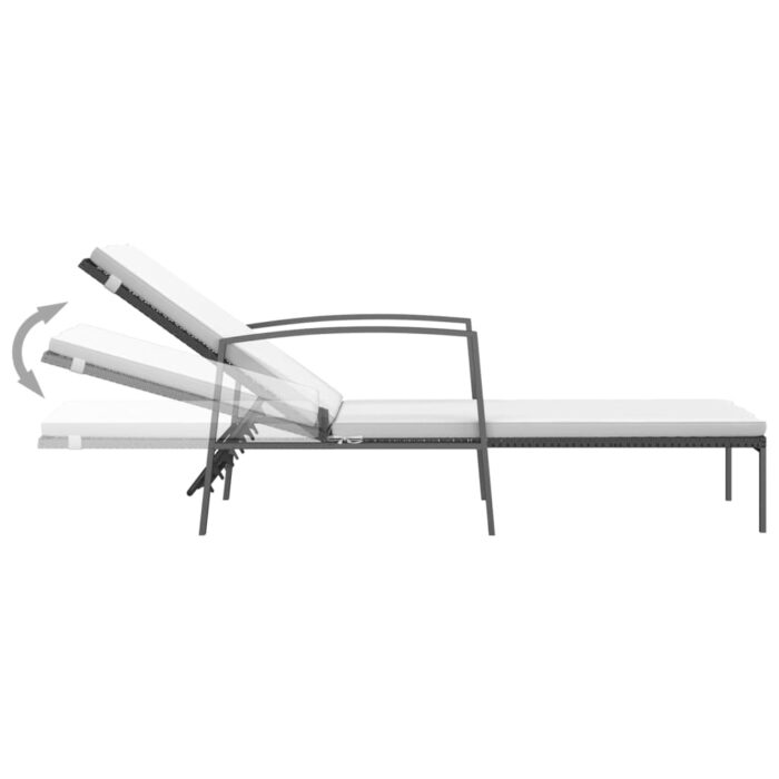 Chaises longues lot de 2 avec table résine tressée noir – Image 5
