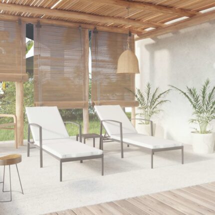 Chaises longues lot de 2 avec table résine tressée noir