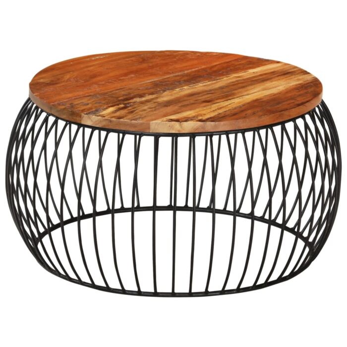 Table basse Ø68 cm Bois de récupération solide – Image 1