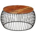 Table basse Ø68 cm Bois de récupération solide – Image 10