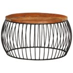 Table basse Ø68 cm Bois de récupération solide – Image 2