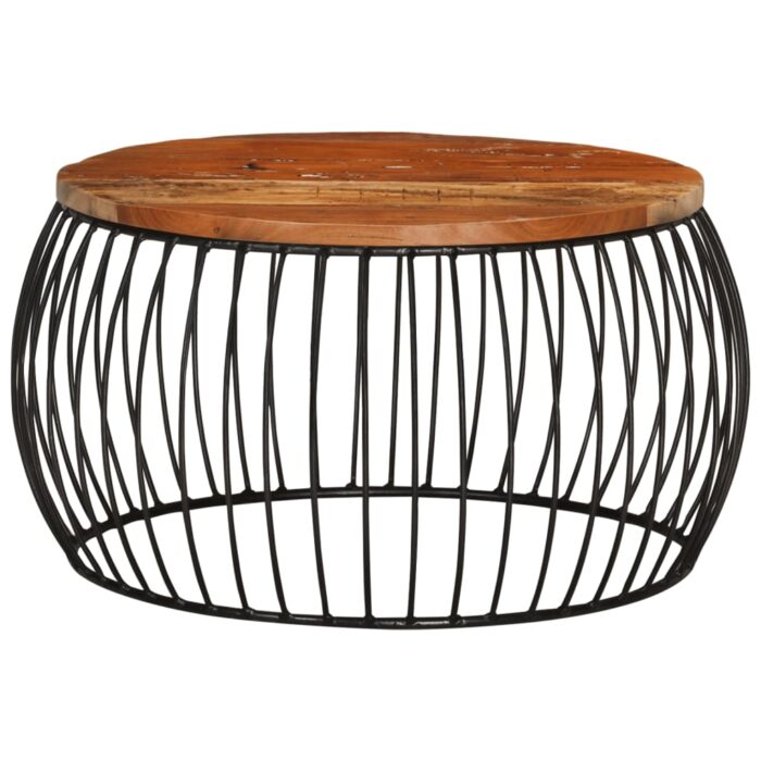 Table basse Ø68 cm Bois de récupération solide – Image 2
