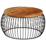 Table basse Ø68 cm Bois de récupération solide – Image 7
