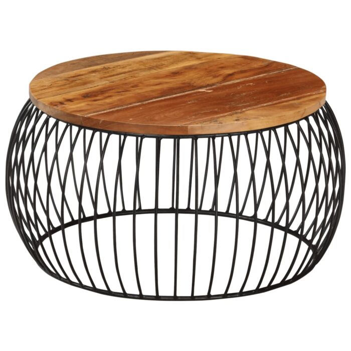 Table basse Ø68 cm Bois de récupération solide – Image 7