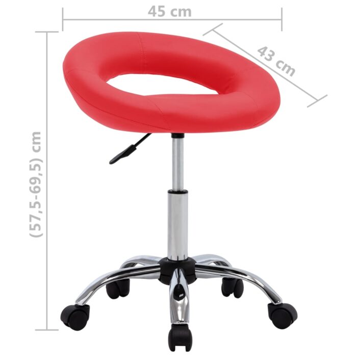Chaise pivotante à manger Rouge Similicuir – Image 6