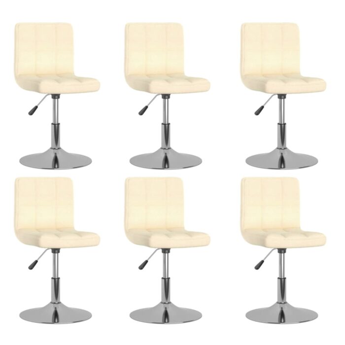 Chaises pivotantes à manger lot de 6 Crème Tissu – Image 1