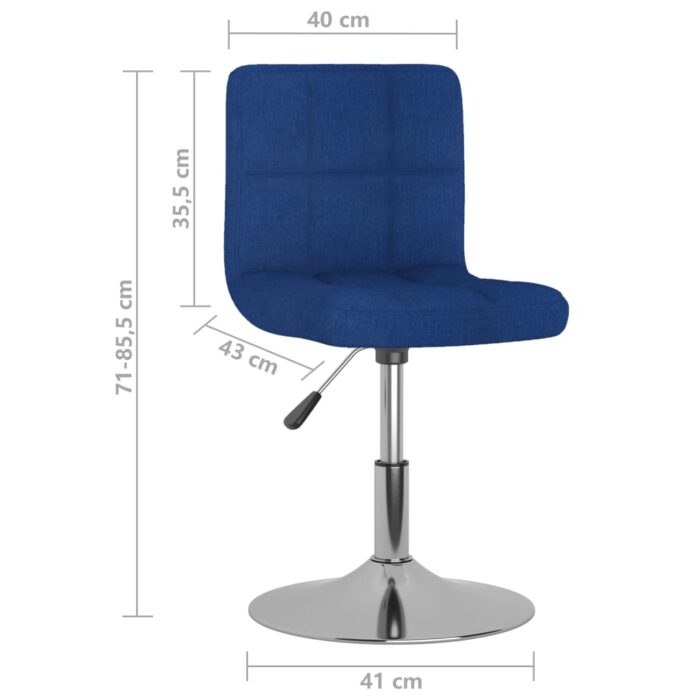 Chaise pivotante de salle à manger Bleu Tissu – Image 7