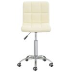 Chaise pivotante de salle à manger Crème Tissu – Image 2