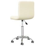 Chaise pivotante de salle à manger Crème Tissu – Image 4