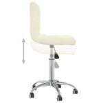 Chaise pivotante de salle à manger Crème Tissu – Image 5