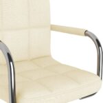 Chaise de salle à manger Crème Tissu – Image 6