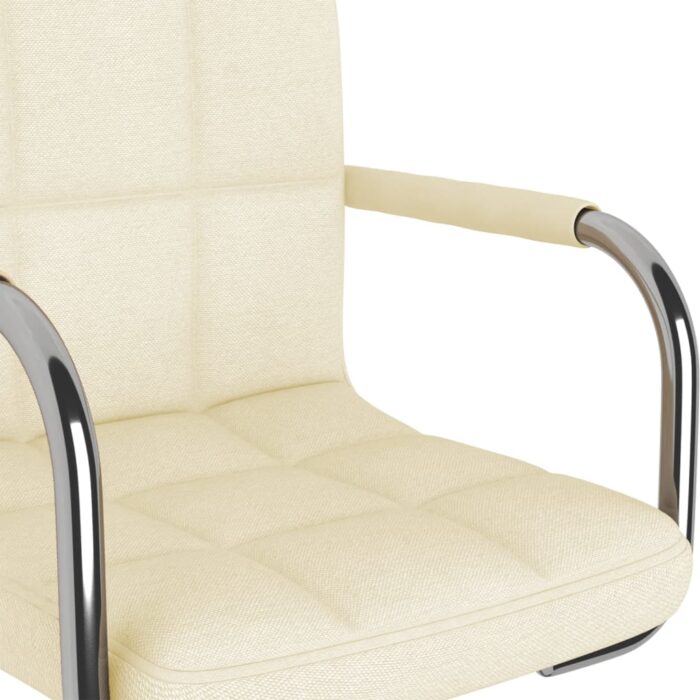 Chaise de salle à manger Crème Tissu – Image 6