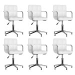 Chaises à manger pivotantes lot de 6 blanc similicuir