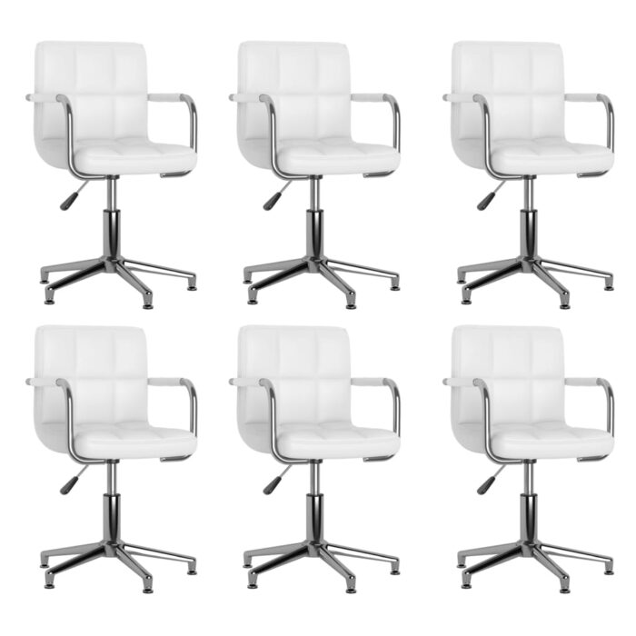 Chaises à manger pivotantes lot de 6 blanc similicuir – Image 1