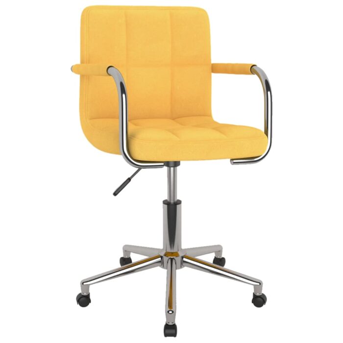 Chaise pivotante de salle à manger Jaune moutarde Tissu – Image 1