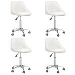 Chaises pivotantes à manger lot de 4 Blanc Similicuir