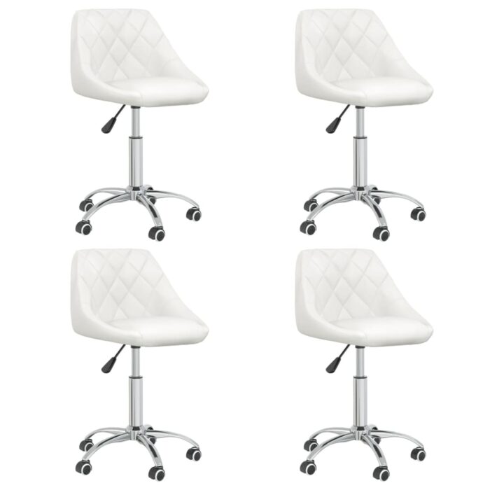Chaises pivotantes à manger lot de 4 Blanc Similicuir – Image 1