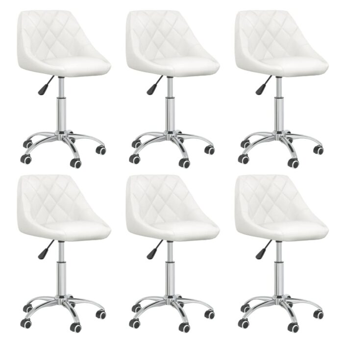 Chaises pivotantes à manger lot de 6 blanc similicuir – Image 1
